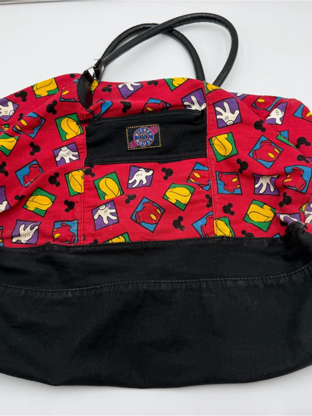 Vintage Disney Mickey Unlimited Mickey Mouse Duffel Travel Bag Red Black
